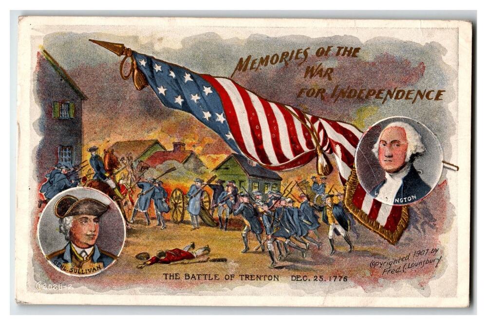 1907 Battle of Trenton Postcard Revolutionary War Washington Sullivan Fred
